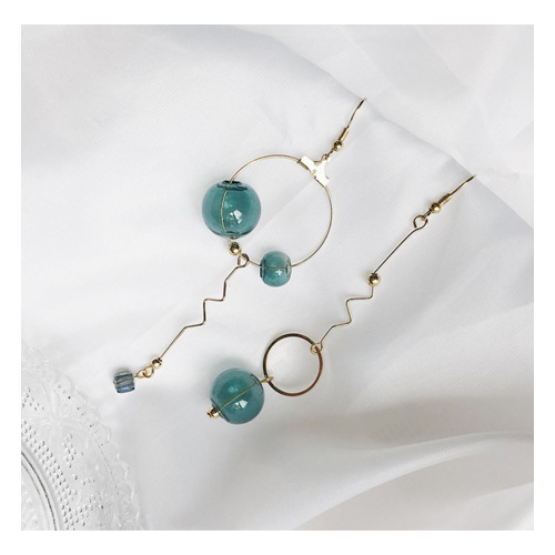 A-TT-1014 Trendy Blueish Green Beads Fashion Hook Earrings - Click Image to Close